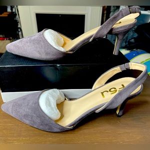 NWT Faux Suede Gray Slingback Heels